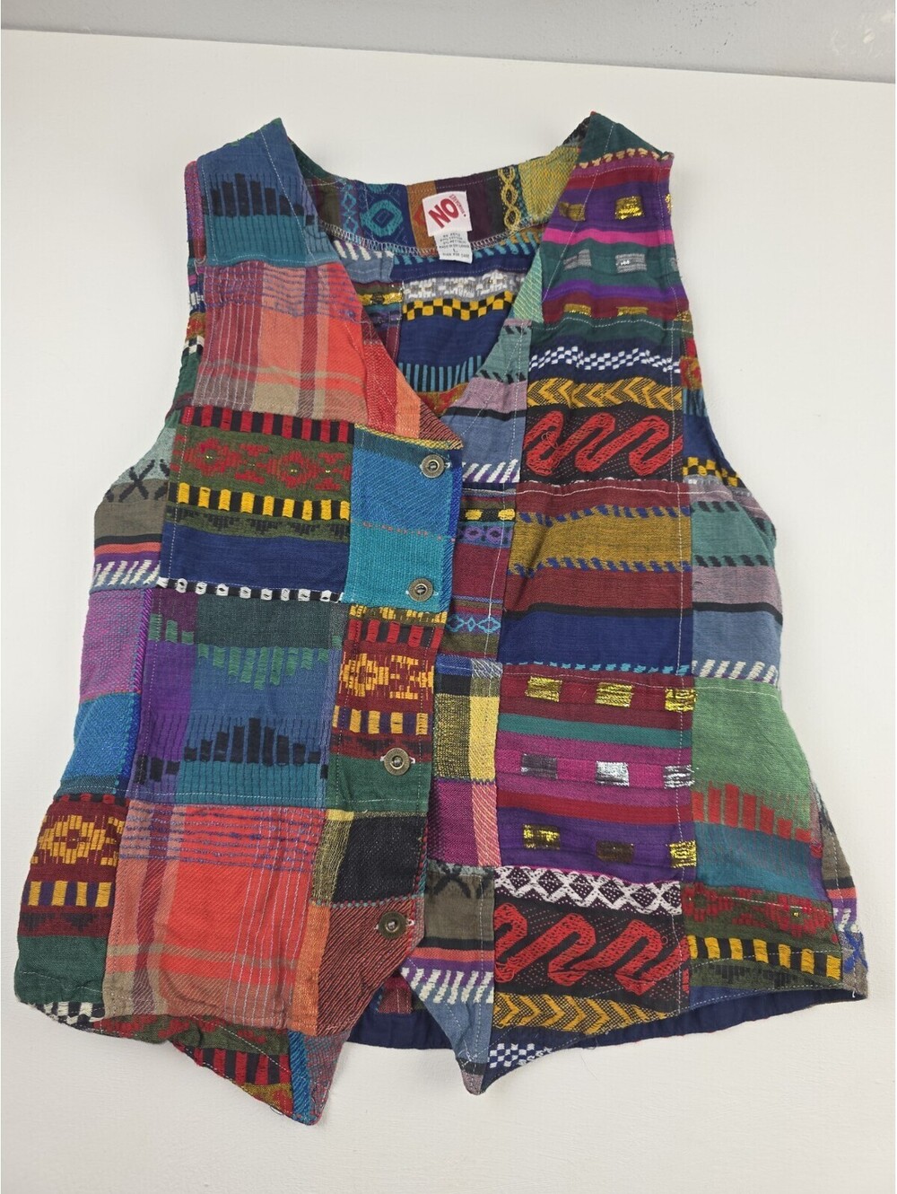 RARE VINTAGE NO BOUNDARIES 90’s PATCHWORK COTTAGE INDIE BOHO ARTSY VEST LARGE